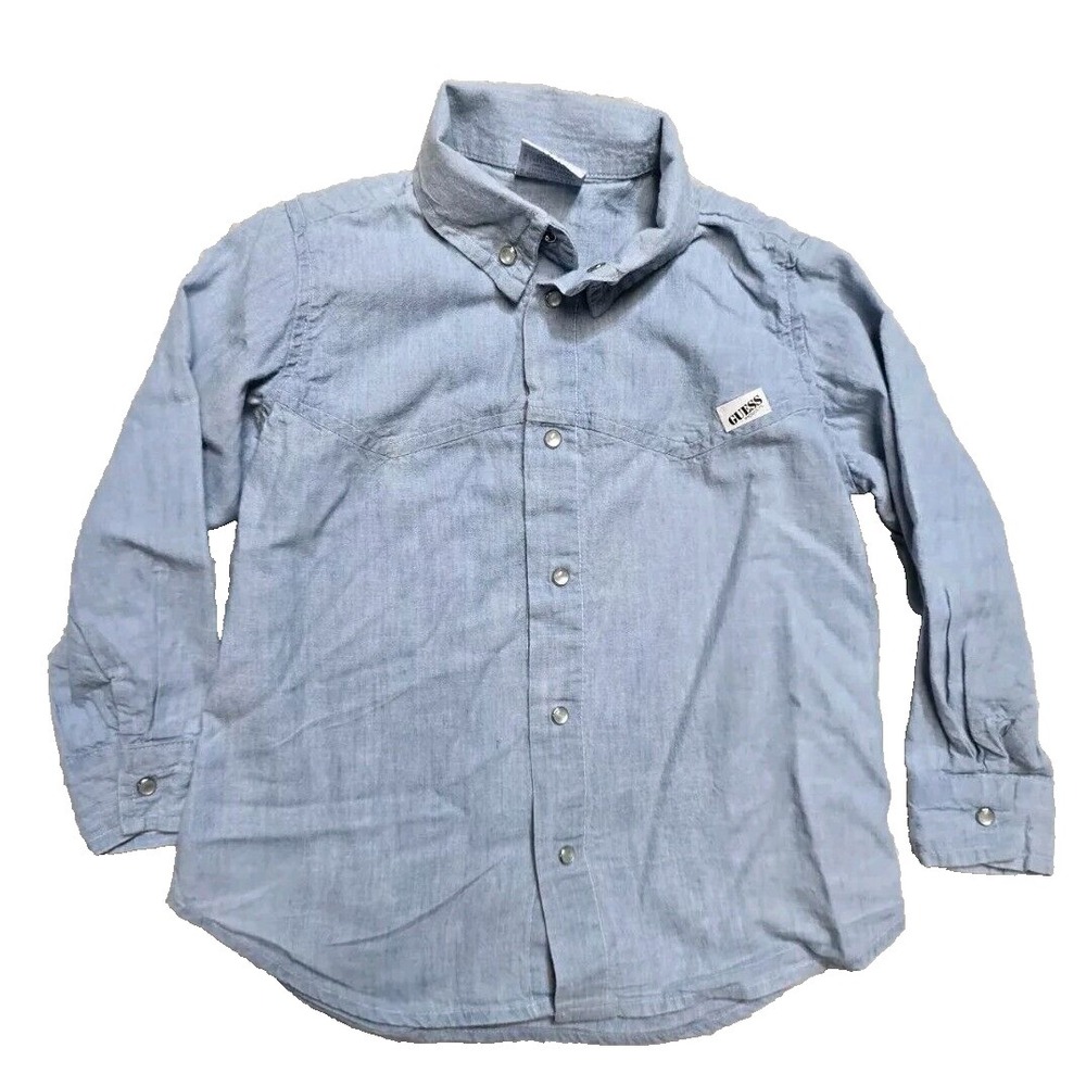 Vintage Girls Button Up Shirt 4 T Blue Guess